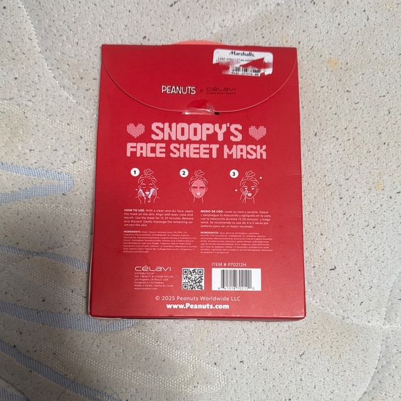 Peanuts Snoopy Red Face Sheet Mask 5 Pack - Picture 2 of 3